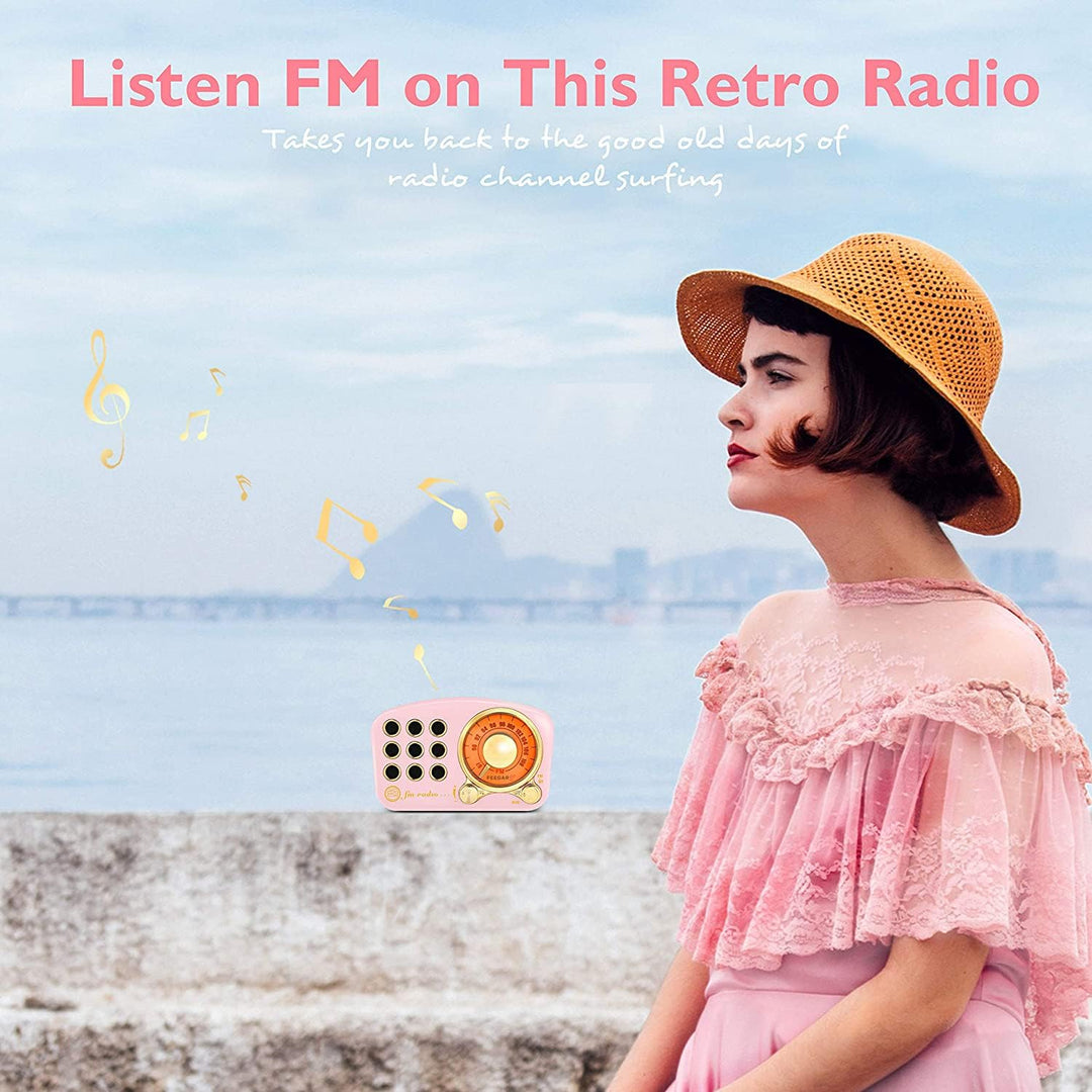 Radio Feegar Retro Bluetooth Lautsprecher,Vintage FM Radio mit altmodischem klassischem Stil,Starke