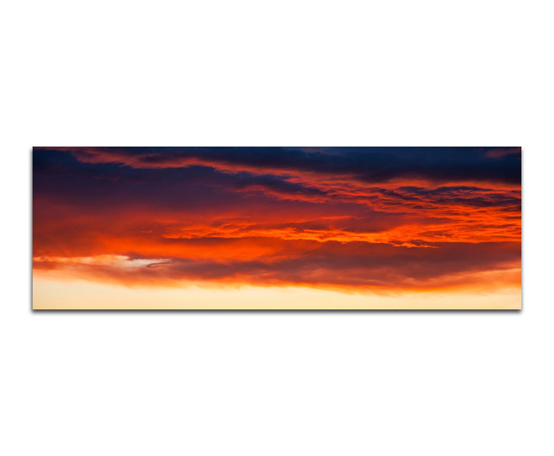 Paul Sinus Art Panoramabild auf Leinwand und Keilrahmen 150x50cm Himmel Wolken Abendrot