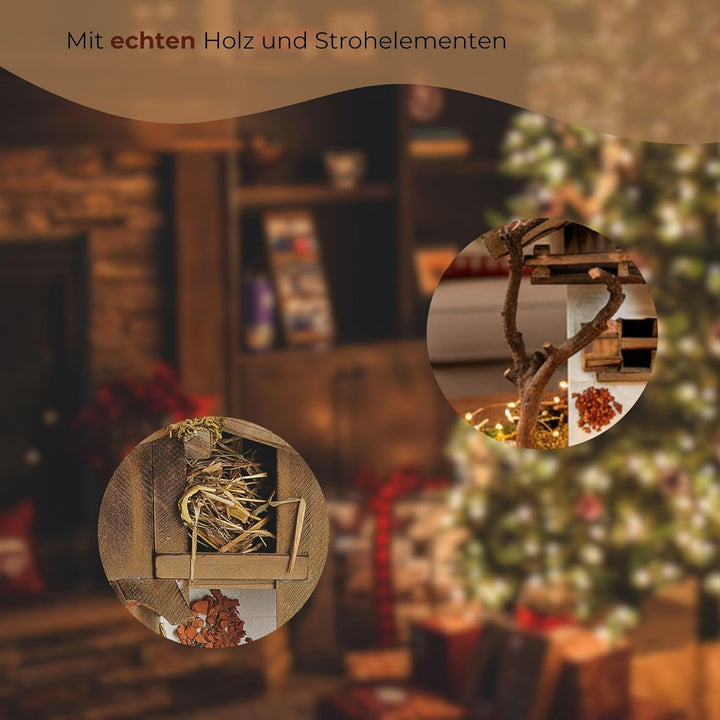 matches21 HOME &amp; HOBBY XXL Weihnachts-Krippe 60 x 27 cm - Grosse Holz-Krippe als innen Fensterdeko T