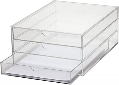 MAUL Schubladenbox A4 aus Acryl | Schreibtisch Organizer mit 3 Fächern zur Aufbewahrung von Papier,