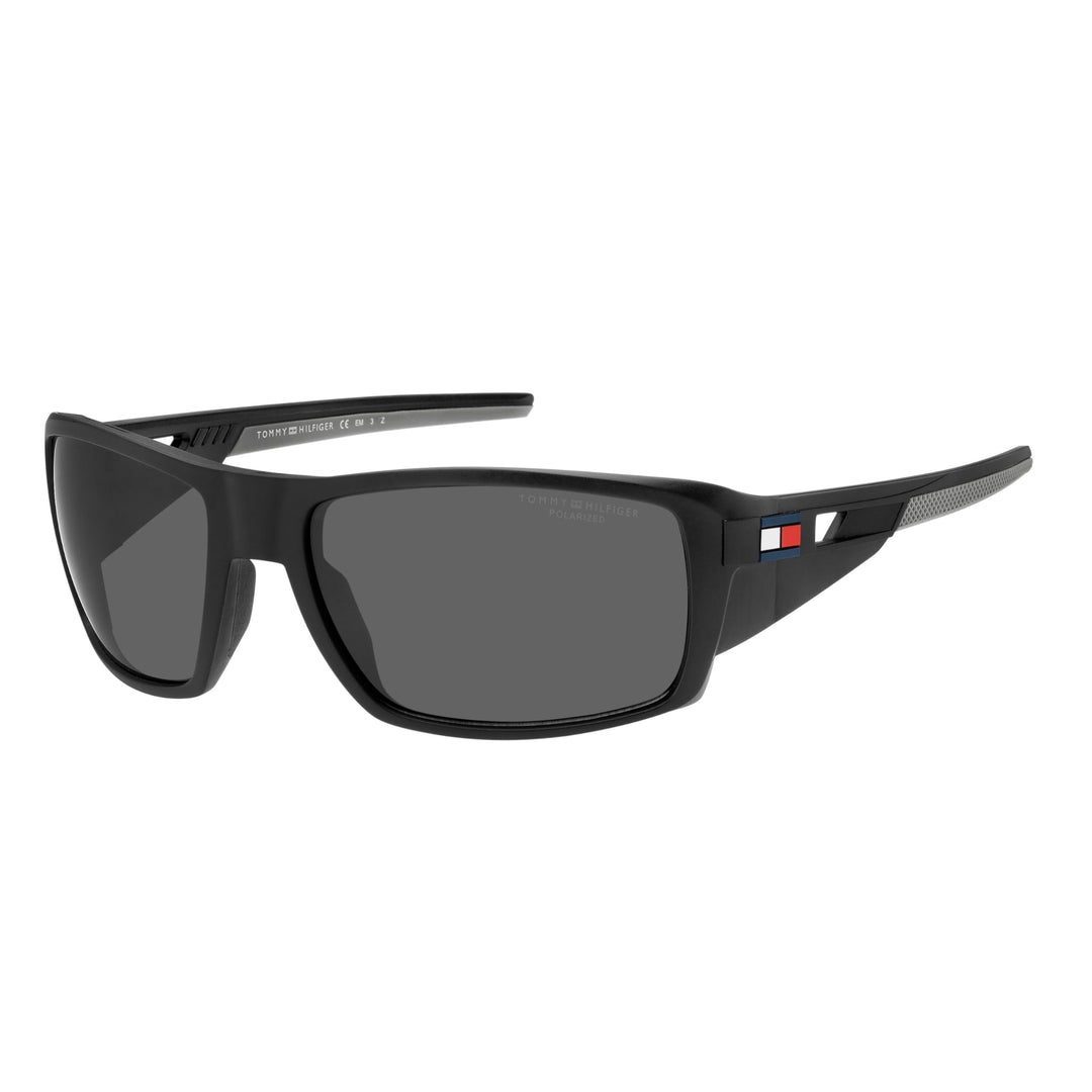 Tommy Hilfiger Unisex Sunglasses 62/18/120 Matte Black/Grey Polarized, 62/18/120 Matte Black/Grey Po