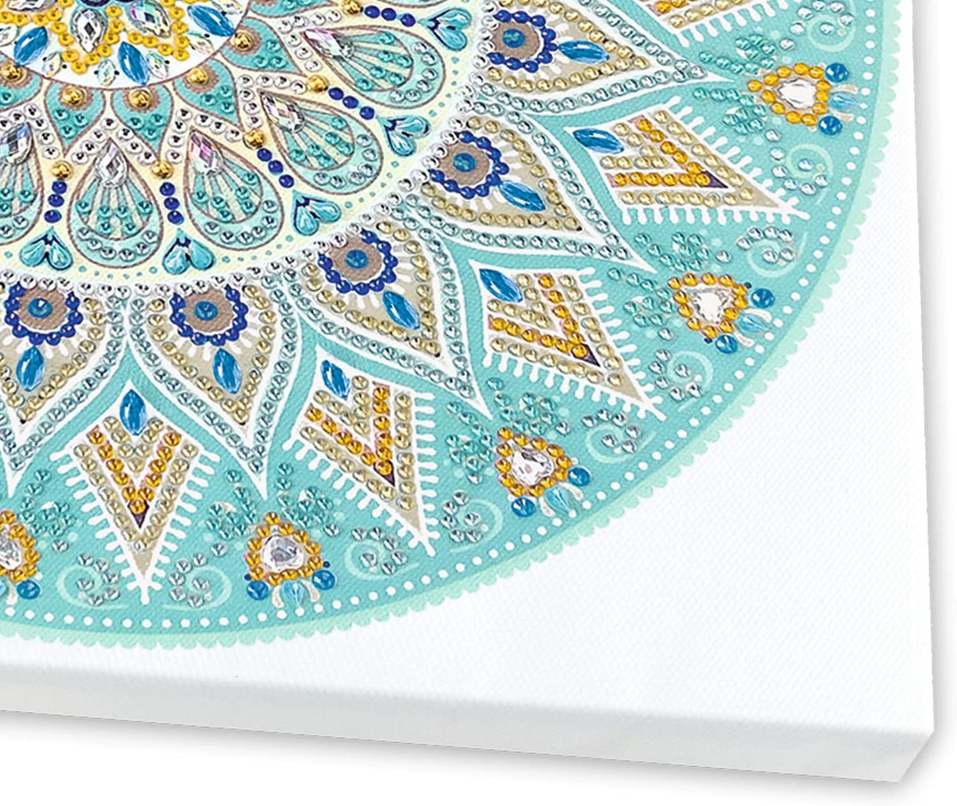 Ursus 43520005F - Diamond Painting Mandala Set 5, Bastelset mit Steinchen in Hellblau-, Taupe- und W