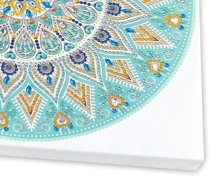 Ursus 43520005F - Diamond Painting Mandala Set 5, Bastelset mit Steinchen in Hellblau-, Taupe- und W