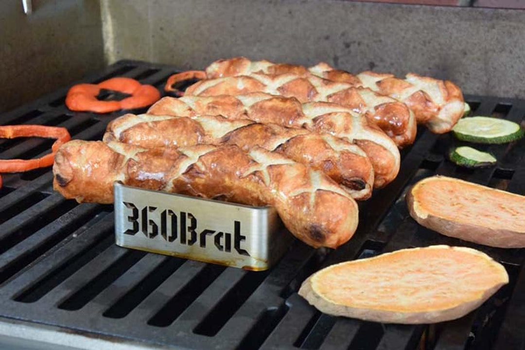 360Brat Halterung Bräter 5.9 Bratwursthalter Edelstahl 3mm BBQ Gestell für 5 Würste