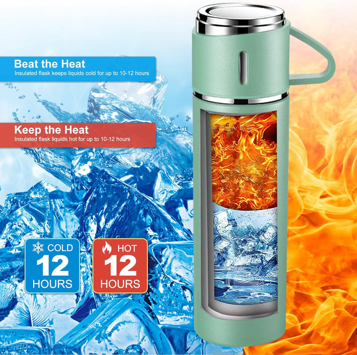 Thermosflasche, Trinkflasche Edelstahl HäLt 10 Stunden Heiss und Kalt, Isolierflasche 500Ml mit Ausl