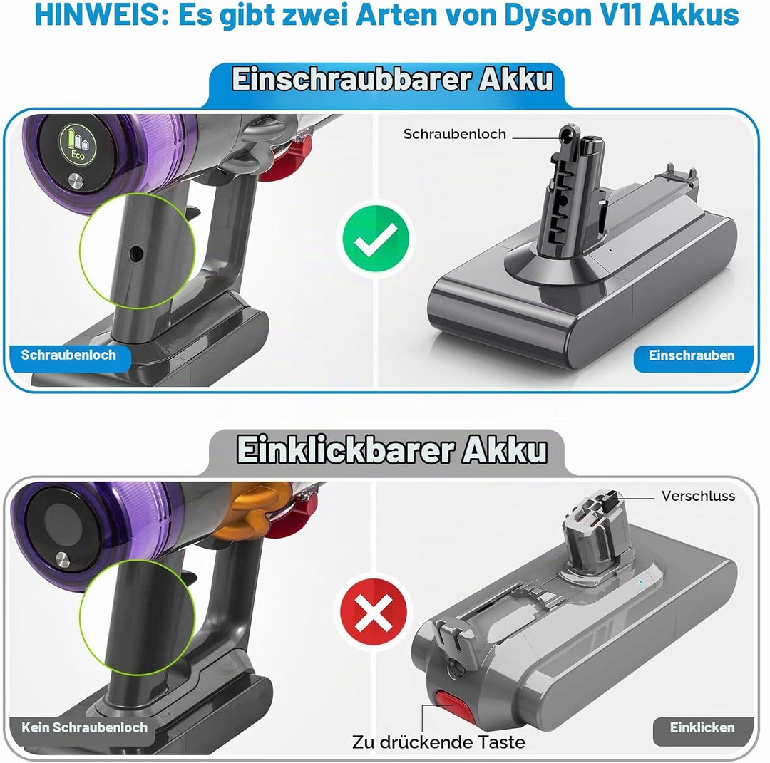 ASUNCELL 3900mAh V11 Akku für Dyson (Schraube Typ Installationsart), 25.2V Ersatzakku für Dyson SV14