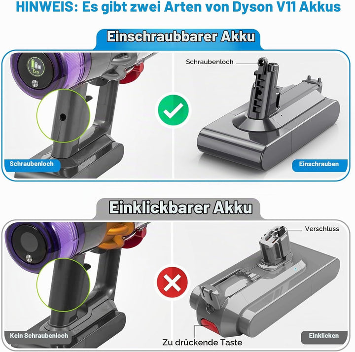 ASUNCELL 3900mAh V11 Akku für Dyson (Schraube Typ Installationsart), 25.2V Ersatzakku für Dyson SV14
