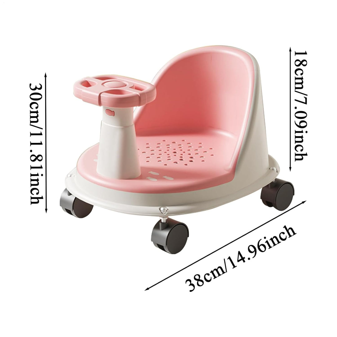 Baby Bade Sitz, Rutschfester Badewannensitz Für Babys, Mit Lenkrad Und Rädern, Baby Badesitz Ab 6 Mo