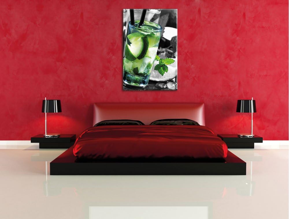 Pixxprint Caipirinhacocktails auf Tablett als Leinwandbild/Grösse: 120x80 cm/Wandbild/Kunstdruck/fer