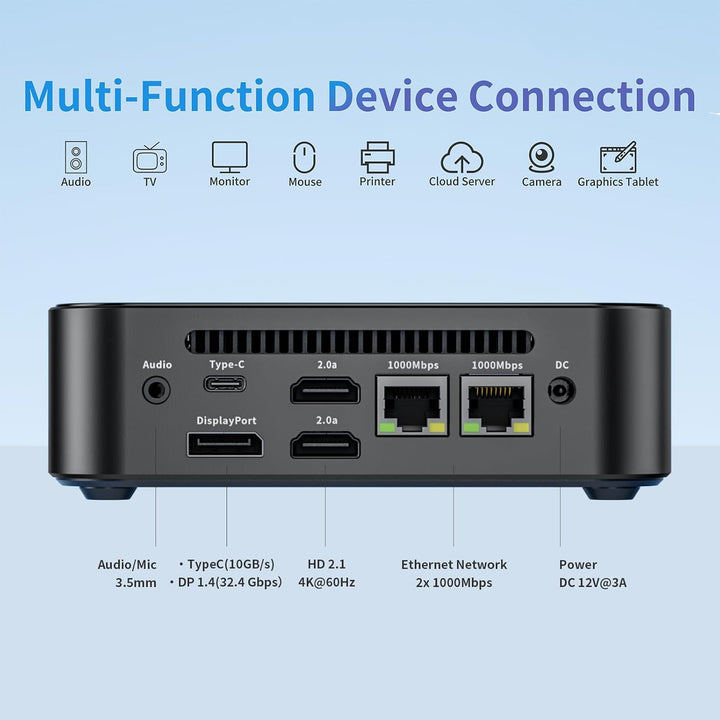 DreamQuest Mini PC Windows 11 Pro Vorgefertigte Barebone ohne DDR4 RAM/PCIe 3.0 SSD mit Intel N150 (