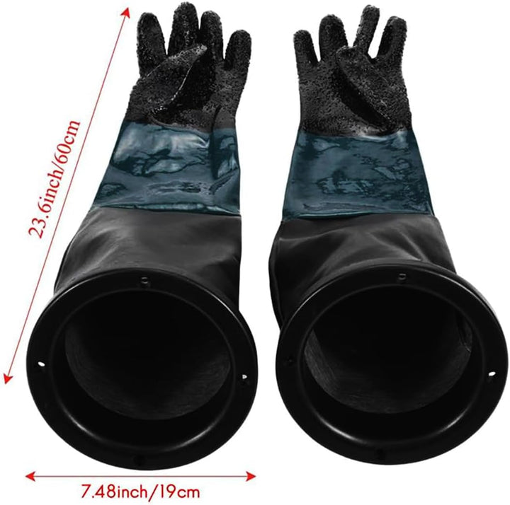 1 Paar Sandstrahlhandschuhe mit 2 4-Loch-Handschuhschlaufen und 2 Halsklemmen, geeignet für die meis