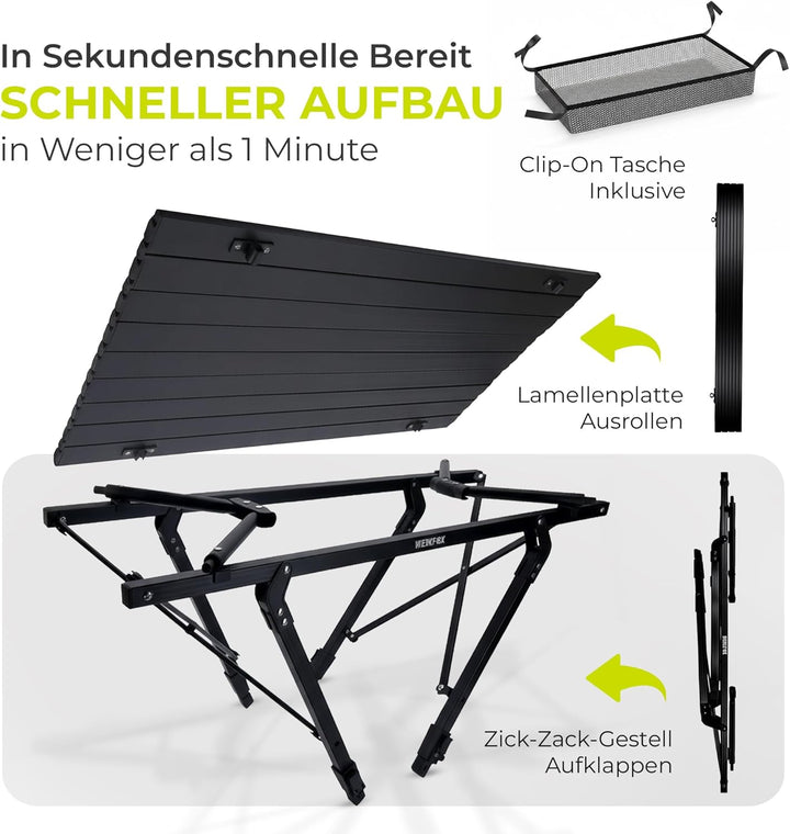 Werkfox Camping-Tisch Klapptisch Klappbarer Multifunktionstisch Mehrzwecktisch; Höhenverstellbarer F