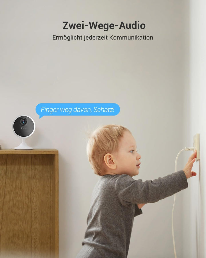 EZVIZ Akku Kamera Innen kabellos, 512GB Speicher, keine Abonnementgebühr, Alexa und Google kompatibe