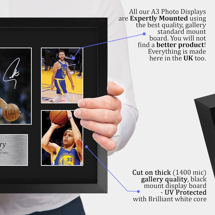 HWC Trading FR A3 Steph Curry Golden State Warriors Geschenke Gedruckt, Signiert Autogramm-Präsentat