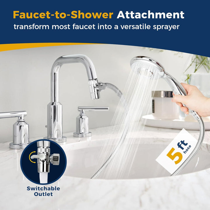 Klleyna Duschkopf Waschbecken-Wasserhahn Badewanne-Badezimmer-Garten – Schlauchsprühaufsatz (6 Adapt