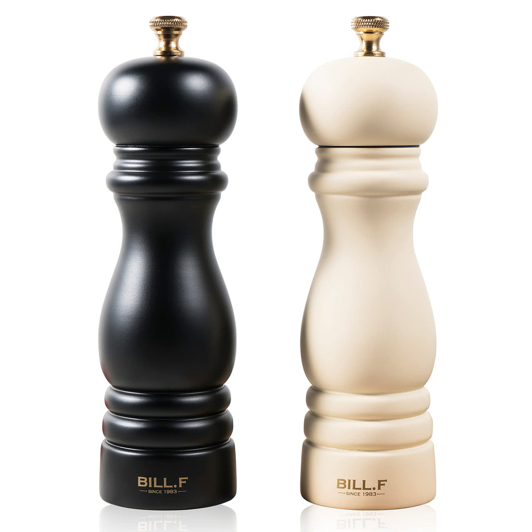 Bill.F Salz- und Pfeffermühlen-Set, Holz-Pfeffermühle, 2er-Set Manuelle Salz-Pfefferstreuer-Mühle, n