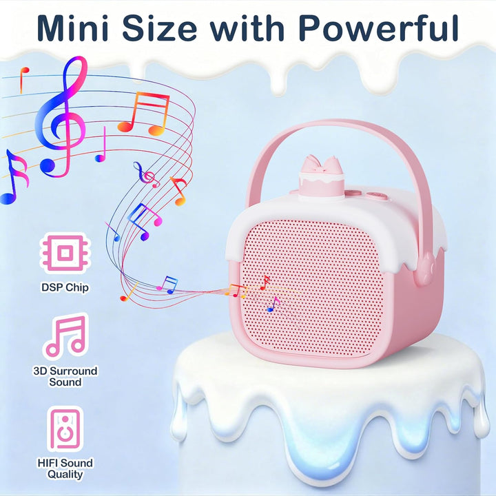 Kinder Karaoke Maschine mit 2 Mikrofonen & 5 Stimmeffekten, Tragbare Bluetooth Karaoke Anlage mit LE