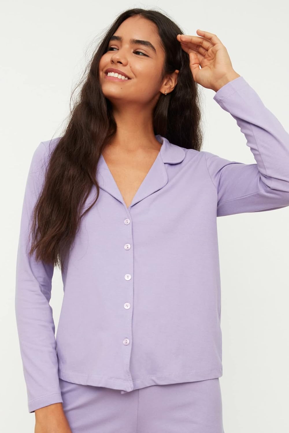 TRENDYOL Damen Lila Rüschen Detaillierte Gestrickte Pyjamas-kit Pajama Set XXL Lila, XXL Lila