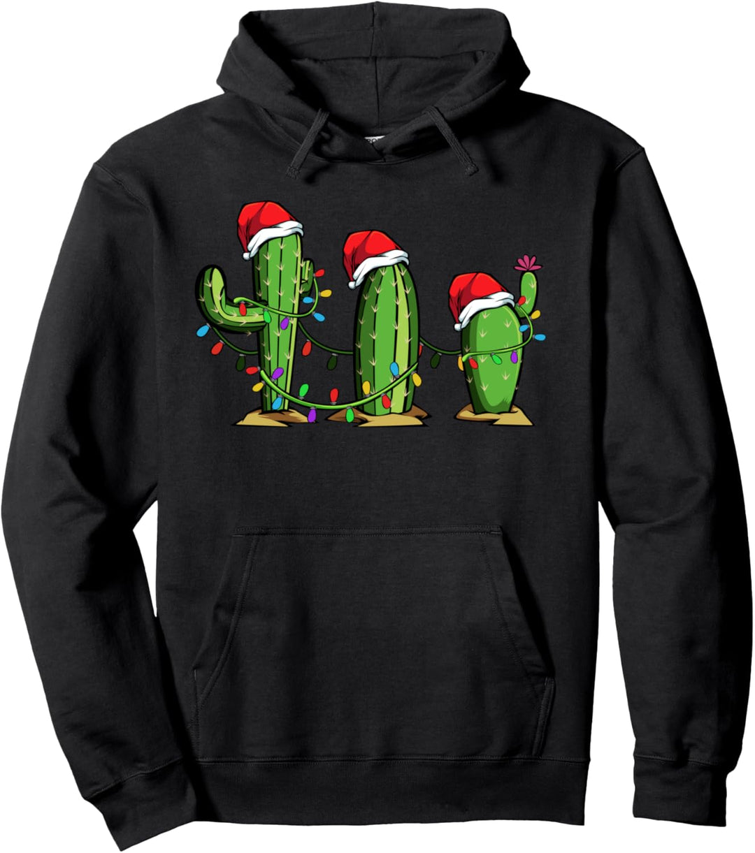 Kaktus Weihnachtsbeleuchtung Frohe Weihnachten Lustig Pullover Hoodie
