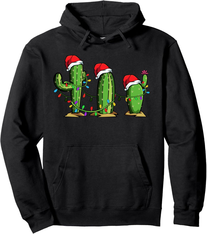 Kaktus Weihnachtsbeleuchtung Frohe Weihnachten Lustig Pullover Hoodie