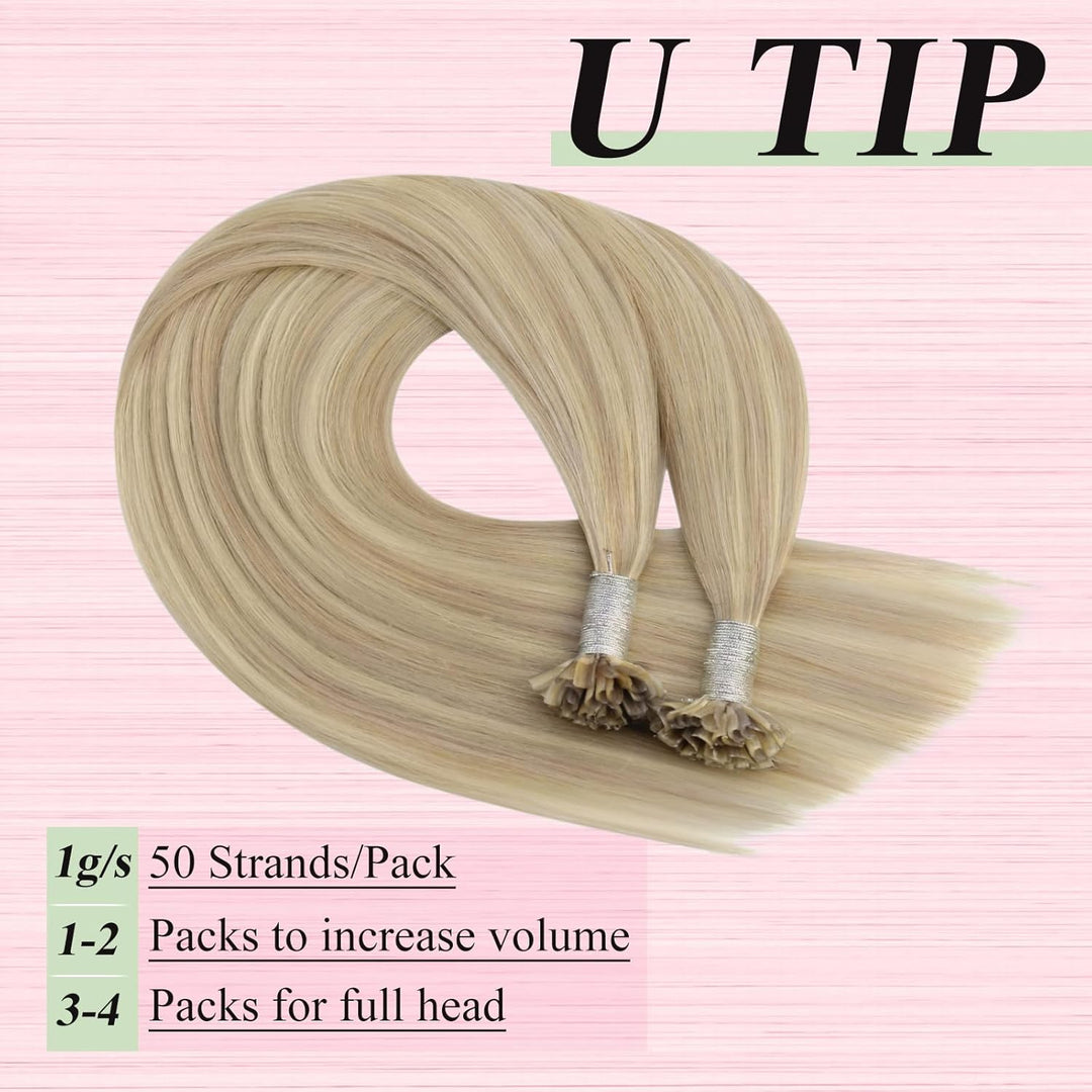 YoungSee Bonding Extensions Echthaar Blond 45 cm Haarverlangerung Bondings Echthaar Aschblond Strahn