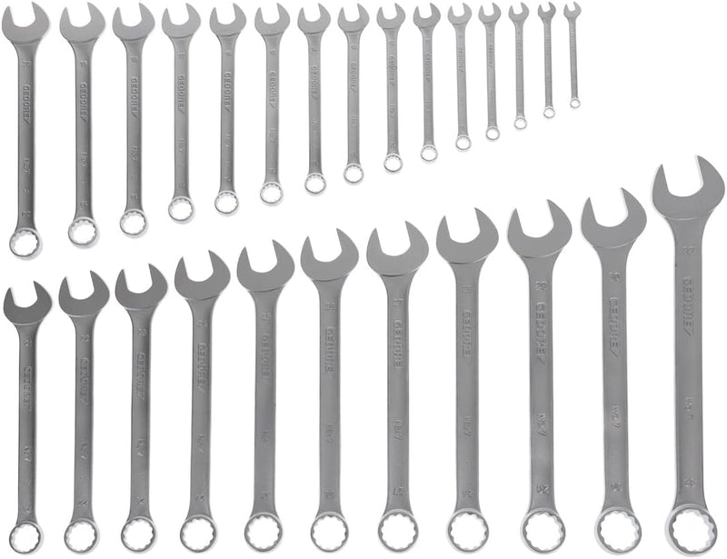 GEDORE Ring-Maulschlüssel-Satz, 26-teilig, SW 6-32 mm, 15° abgewinkelt, 12-kant, UD-Profil, Schraube