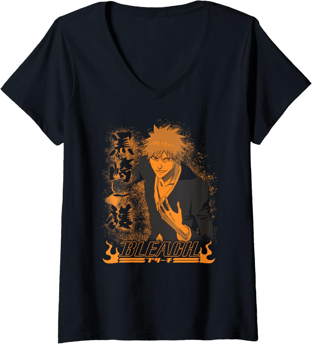 Bleach Retro Anime Ichigo Kurosaki T-Shirt mit V-Ausschnitt