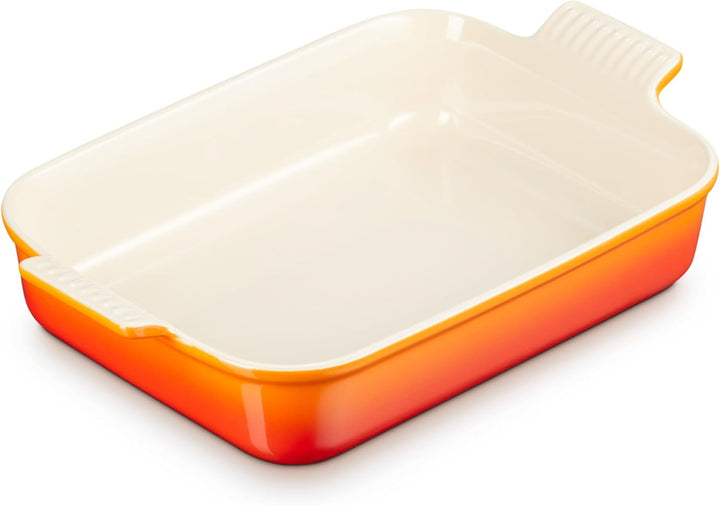 Le Creuset Rechteckige Auflaufform Tradition aus Steinzeug, 32 cm, 2.31 kg, Ofenrot, 71102320900001