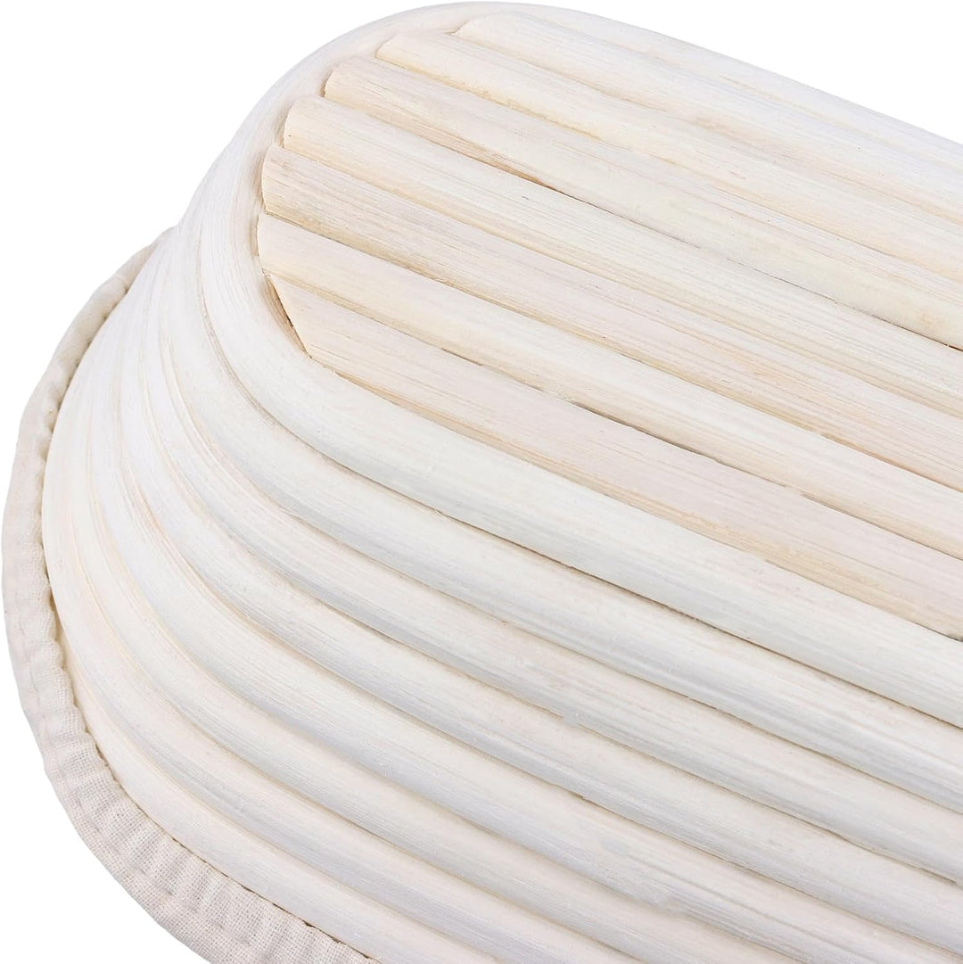 SINJEUN 2er Set Gärkorb Oval 25 cm und 28 cm, Rattan Brotkorb mit Leinentuch für Brot Backen, Küche,