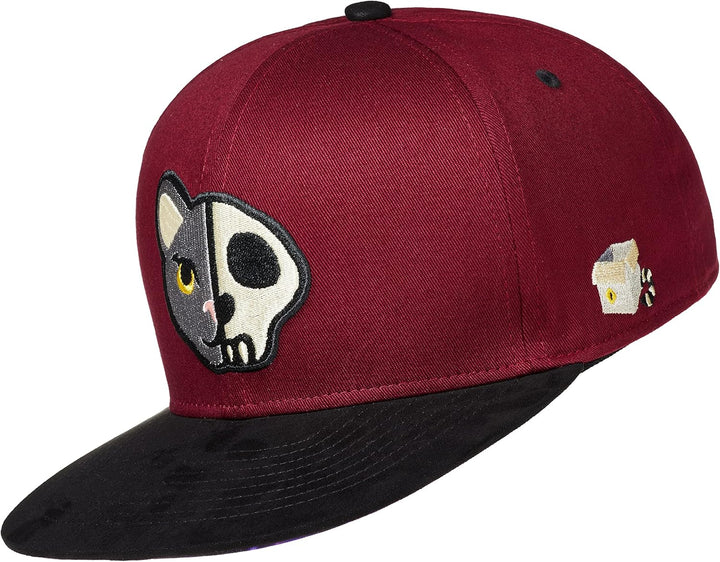 Cadency® Snapback Cap Schrödingers Katze, Damen und Herren, Weinrot, Unisex, Grössenverstellbar