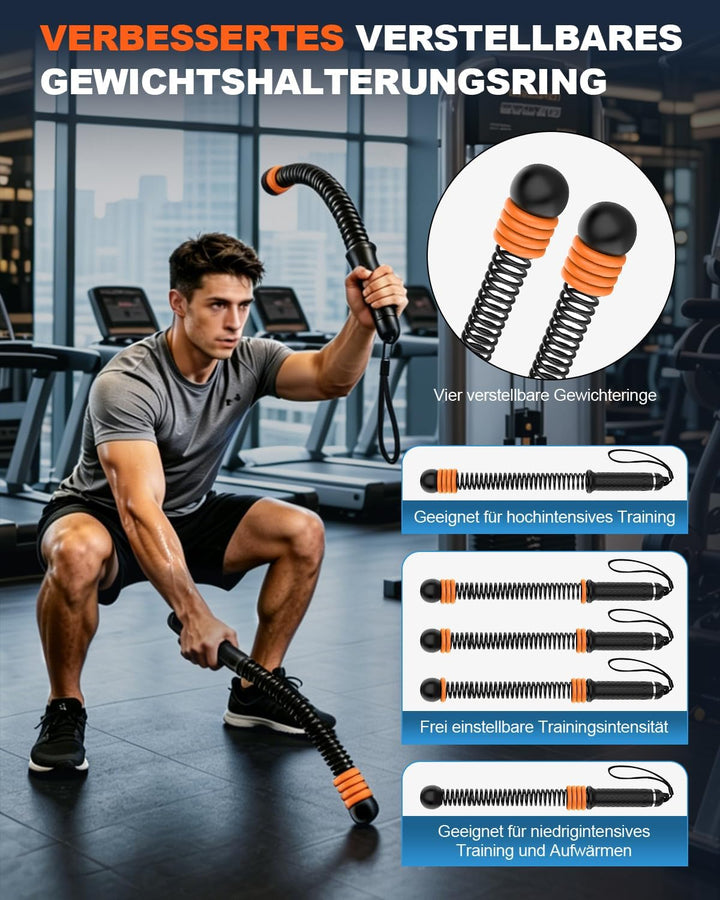 Battle Ropes Ropeless, Battle Rope ohne Seil, mit 8 einstellbaren Widerstandsfedern und Aufbewahrung