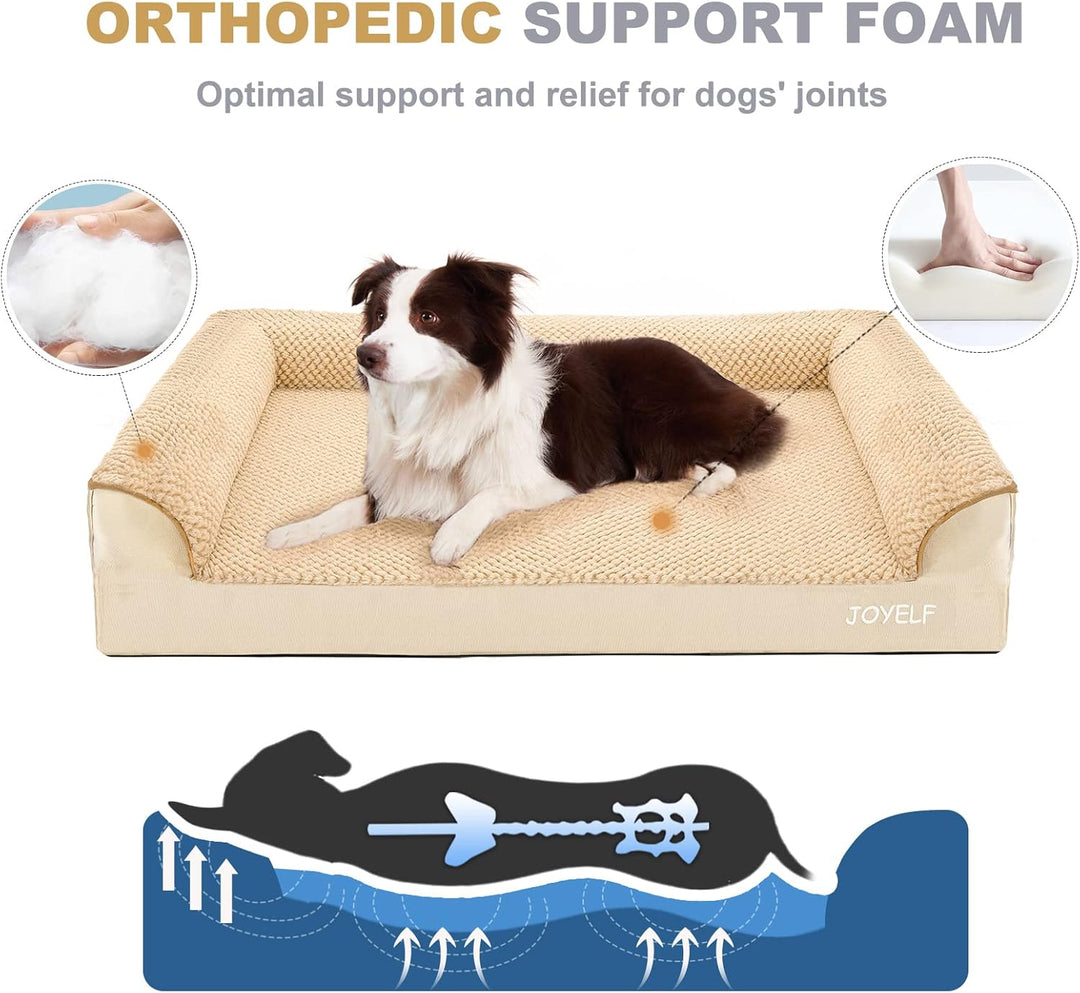 JOYELF Orthopädisches Hundebett für mittelgrosse Hunde, U-förmiges Schaumstoffsofa mit abnehmbarem,