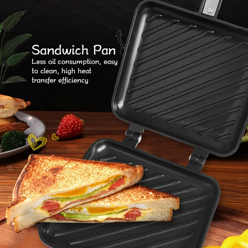 Sandwich-Pfanne, Doppelseitige Bratpfanne aus Aluminiumlegierung, Antihaft-Sandwich-Maker, Flip-Gril