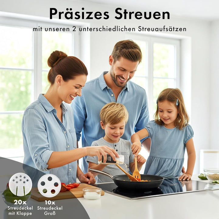 EDELHAUS® Gewürzgläser Set (24 Stück) mit 240 Aufklebern, Marker und Trichter - Hochwertige Glasbehä
