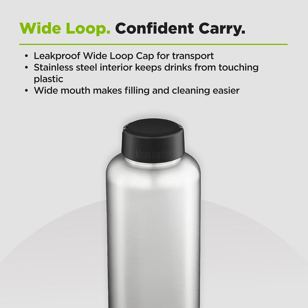 KleanKanteen Herren Wide Trinkflasche, Brushed Stainless, One Size