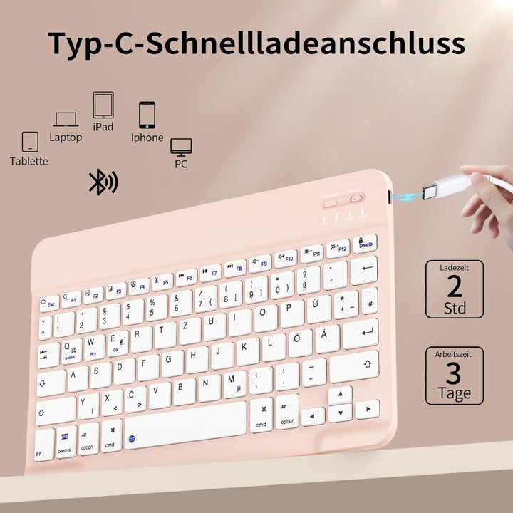 Hülle mit Tastatur für iPad A16 11. Generation 2025, iPad 10. Generation 2022 10,9 Zoll, Abnehmbarer