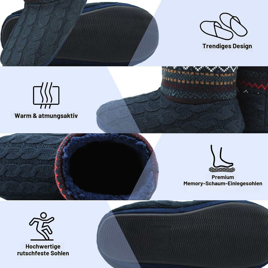 COFACE Hüttenschuhe Herren Damen Lammfell Hausschuhe Warme Plüsch Gefütterte Hausstiefel Flauschig M