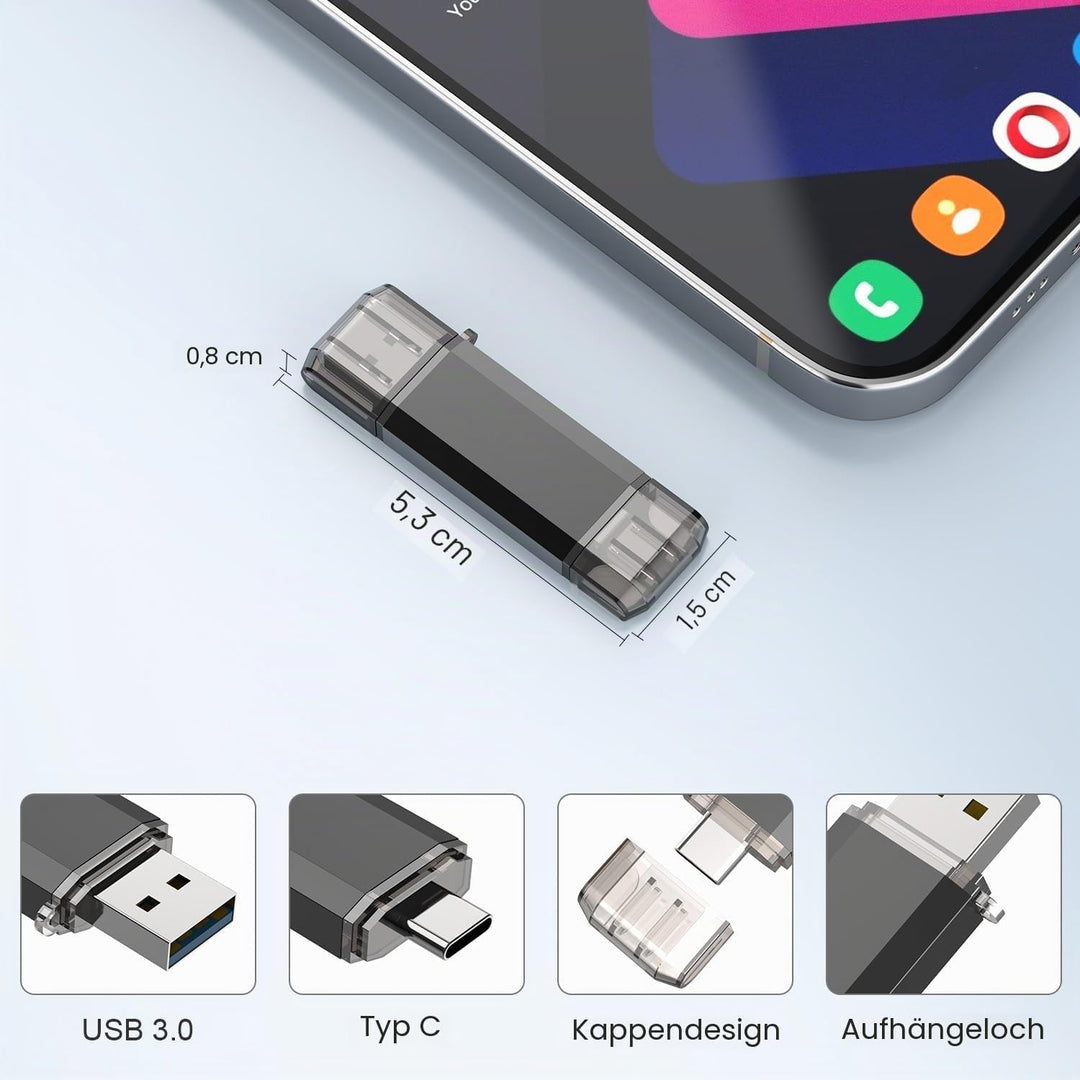 USB C OTG Stick 128GB RAOYI USB 3.0 Type C Stick Dual USB Speicherstick 2-IN-1 Flash Laufwerk 128 GB
