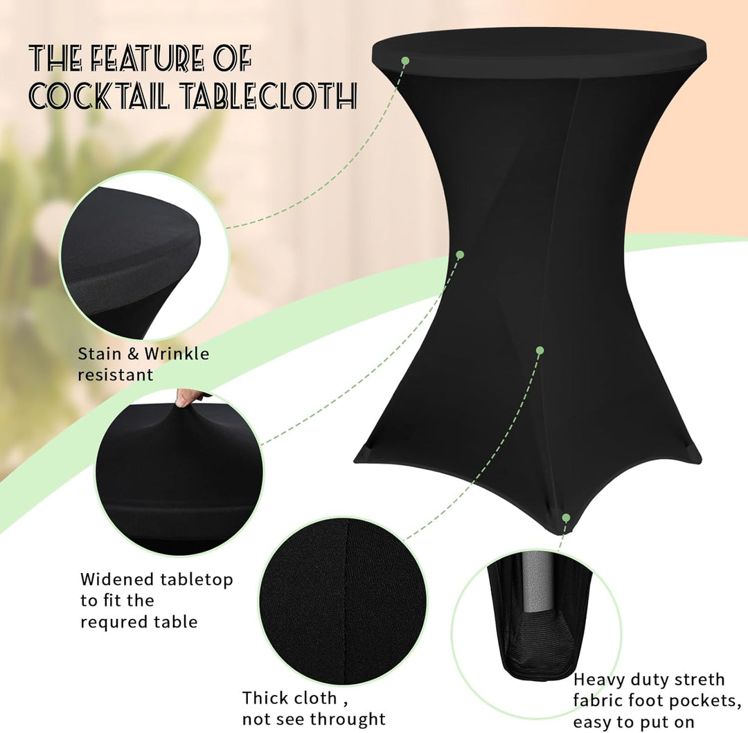 Pesonlook 6er-Set Stretch Stehtisch Husse für Bistrotisch Ø 70-75 cm Elegante,Verstärkung im Fussber