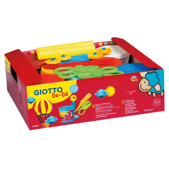 GIOTTO be-bè 37300 4632 0 KnetmasseKnete, farbig Sortiert, 8 x 220g Modellierteig Schulrucksack 8 x