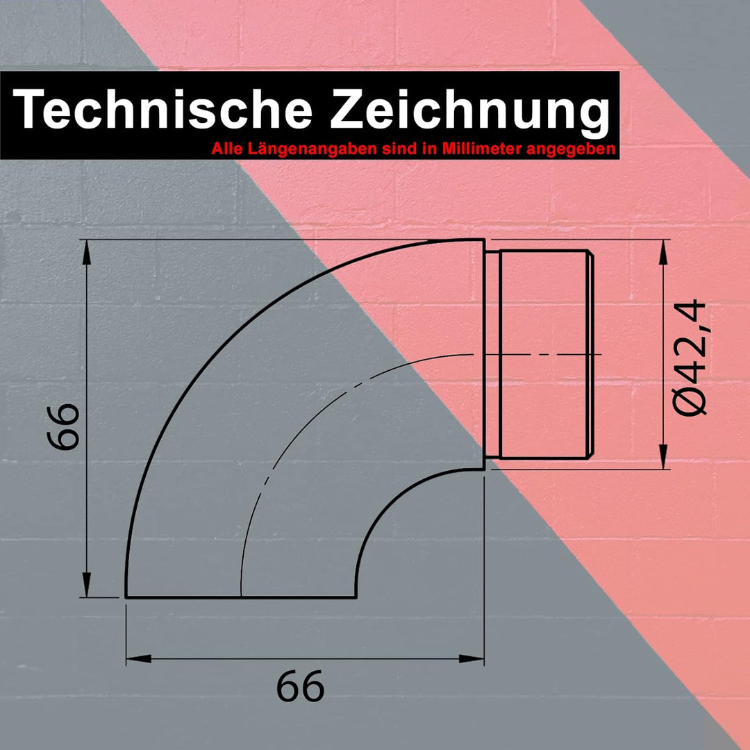 PRIOstahl Endbogen Handlauf Endstück x 4 Stück 42,4mm 90 Grad zum Stecken und Kleben Bogen Rohrabsch