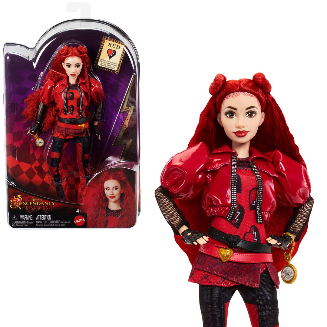 Mattel Disney Descendants: The Rise of Red Modepuppe und Accessoires – Red, Tochter der Herzkönigin