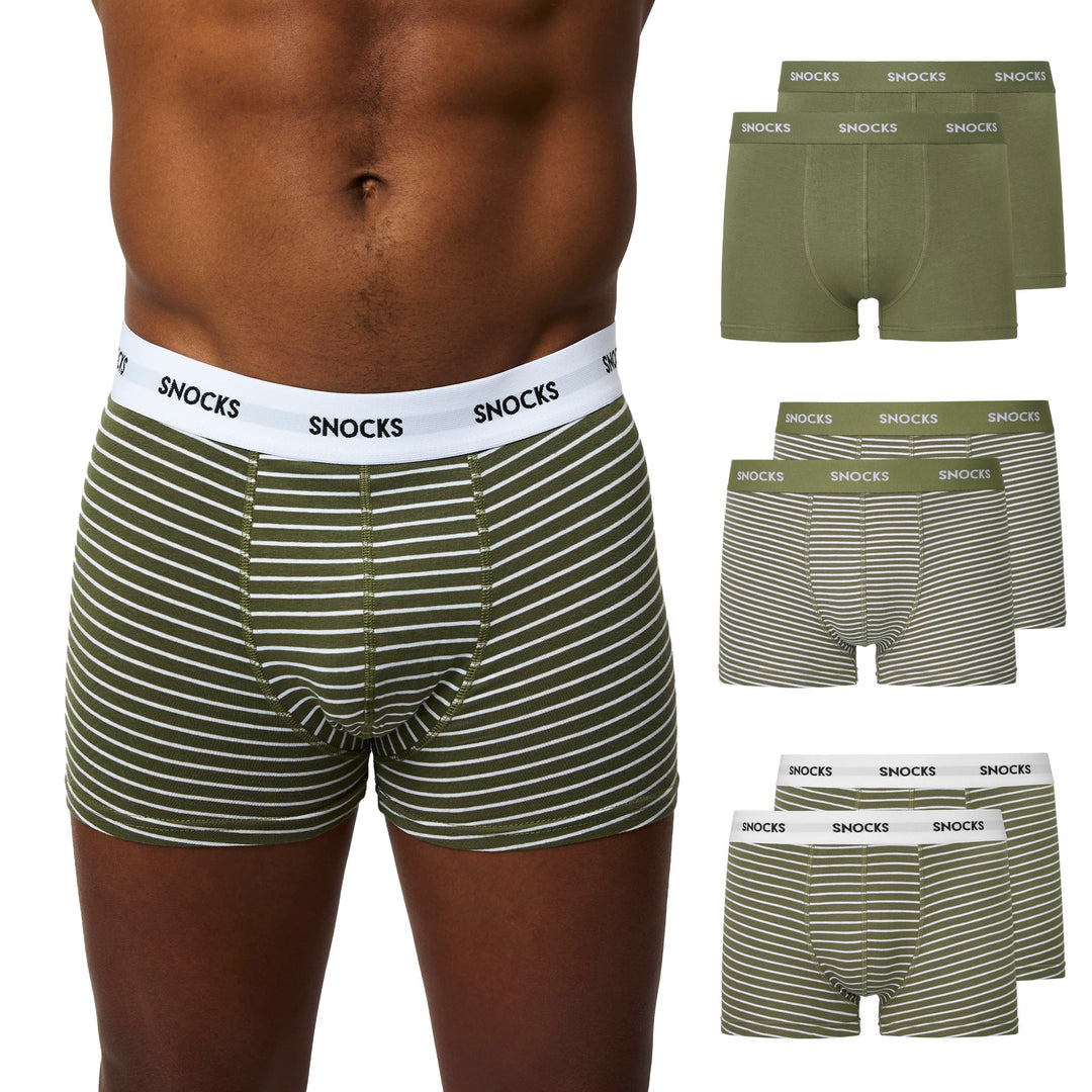Snocks Boxershorts Herren Bio Baumwolle (6er Pack) Unterhosen Herren ohne einschneidenden Gummibund