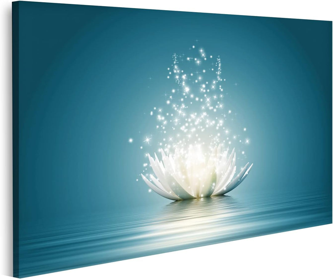 islandburner Bild auf Leinwand Lotusblume Glitzer Vor Blauem Hintergrund Bilder Wandbilder Poster, 8
