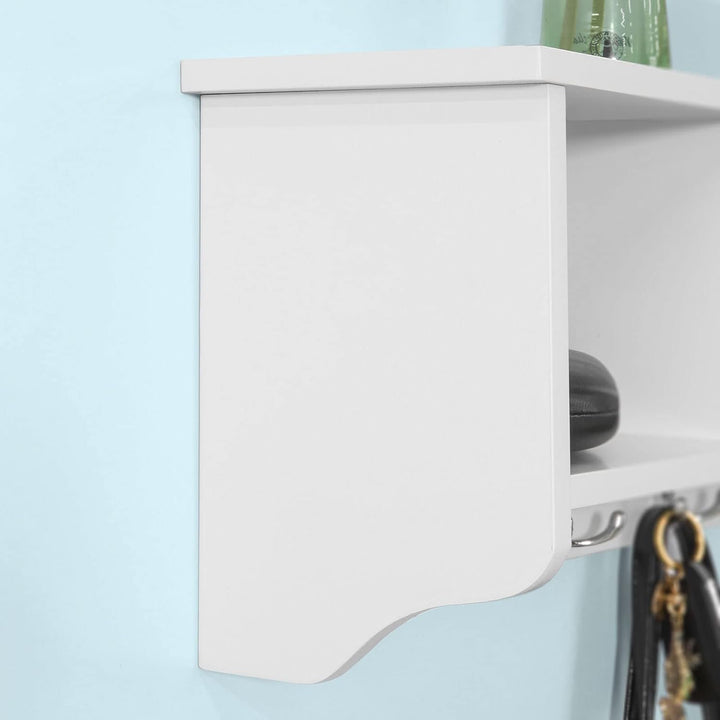 SoBuy® FRG48-L-W Wandgarderobe Wandhaken Hängeregal Badezimmerschrank mit 5 Haken weiss, B 72cm, FRG