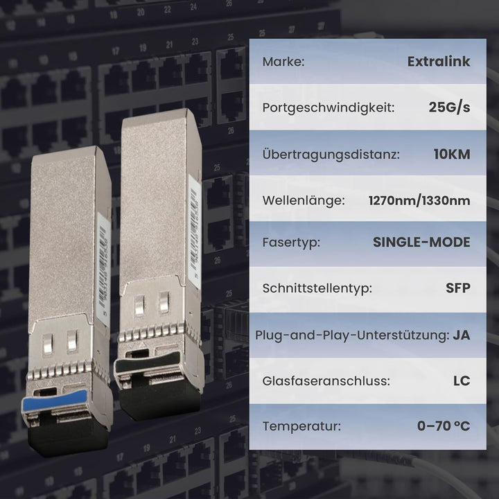 Extralink WDM SFP Modul Singlemode 25G LC 1270/1330nm bis 10km – Kompatibel mit Ubiquiti UniFi Netge