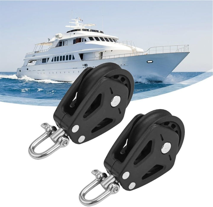 2 x schwerer Seilzugblock, Nylon-Einzelrolle, drehbares Kühlergrill, Segelboot, Marine-Zubehör mit e
