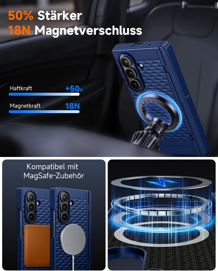 seacosmo für Samsung Galaxy Z Fold 7 Hülle mit MagSafe & Scharnierschutz & Ständer & Displayschutzfo