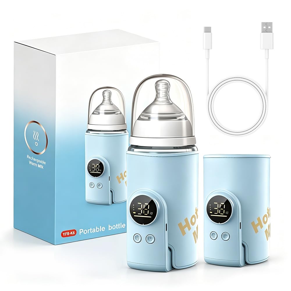 Flaschenwärmer Baby Unterwegs, Tragbarer Baby Flaschenwärmer mit LCD-Display 8000mAh Milchwärmer Bab