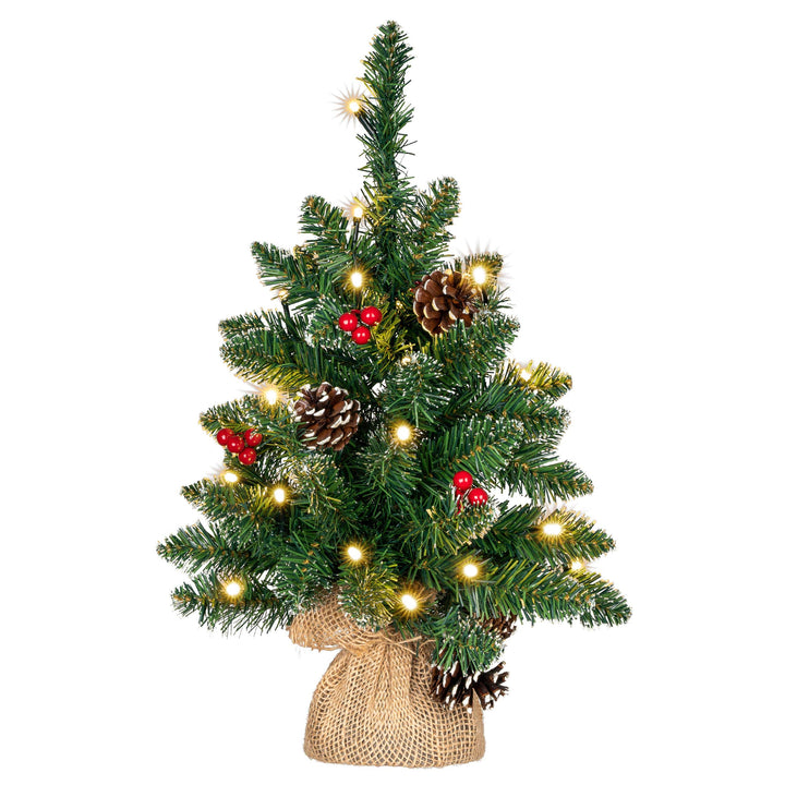 künstlicher Weihnachtsbaum grün mit Deko Lichterkette 20 LED warm weiss Batterie Timer Christbaum Ta